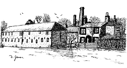 A sketch of the Stourmouth brewery and the old brewery house.