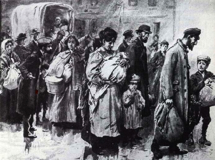 ‘Jewish immigrants just landed’, from G. R. Simms, Living in London, 1902.