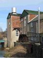 The rear of the brewery complete with water wheel, the grey cowl is on the copper to help draughting as it can be windy