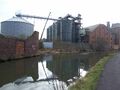 Barley bins from across the canal