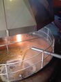 Wort flowing to the open copper