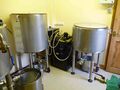 Two FVs with a cellar remote in between to cool the wort before fermentation