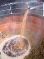 Wort flowing to the open copper