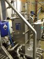 The wort heat exchanger cools the wort to 15 degrees C