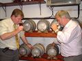 Checking quality in the sample room - Head Brewer Mike Powell Evans (left) and Robert Porter, Trade Liaison Brewer
