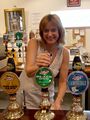 The MD Belinda Sutton pulls me a pint ...