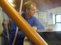 Brewer Norry MacLeod looks at the weather while mashing