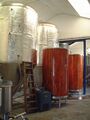 Fermenting vessels, the wooden clad units are for cask products