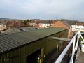View from the roof down towards the new office building