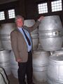Head Brewer Keith Sheard and his stock of empty hogsheads