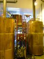 The brew plant came from Tipsy Toad in Jersey. Hot liquor tank on the left, copper on the right and mash tun above