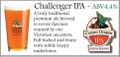 Promotional details for Challenger IPA at 4.4%ABV
