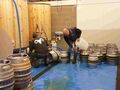 Adding finings to the final firkin of a rack