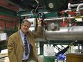 Head Brewer Paul Ambler with the new mash tun which was built by Grange Engineering.